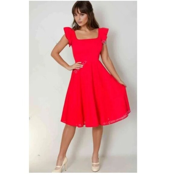 NWT Timeless London Red Raphaella Eyelet Smocked Cotton Flutter Sleeve Size 3XL - Picture 16 of 16